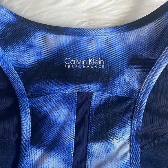calvin klein • mesh performance quick dry sport bra in tidal blue - Picture 3 of 8